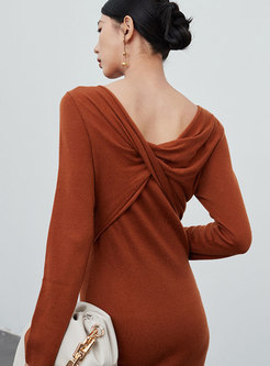 Women's V-Neck Long Sleeve Sweater Dresses