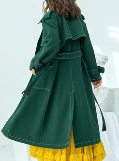 Classic-Fit Solid Color Trench Coats Women