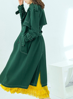 Classic-Fit Solid Color Trench Coats Women