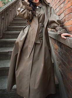 Vintage Hooded Long Sleeve Trench Coats Women