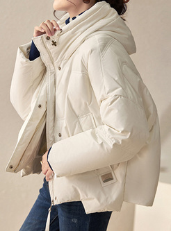 Hooded Full Zip Fluffy Cropped Puffer Jackets For Women