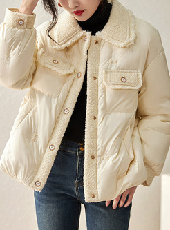 Turn-Down Collar Splicing Single-Breasted Down Jackets Down Jackets