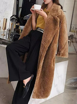 Brief Large Lapels Loose Teddy Coats For Women