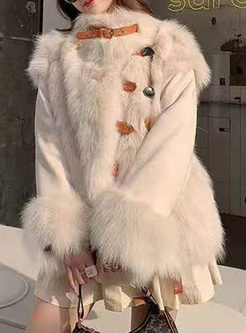 High Neck Faux Fur Splicing Thickened Womens Winter Coats