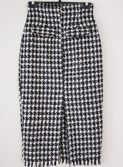 High Waisted Houndstooth Pencil Skirts For Women
