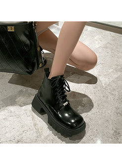 Women's Square Toe Lace-up Ankle Boots