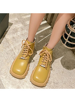 Women's Square Toe Lace-up Ankle Boots