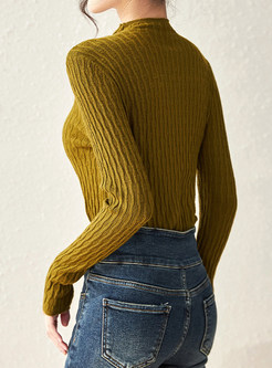 Women's Brief Mockneck Solid Color Knit Jumper