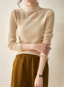 Comfort Distored Selvedge Long Sleeve Knit Jumper For Women