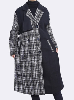 Large Lapels Plaid Contrasting Women's Coats