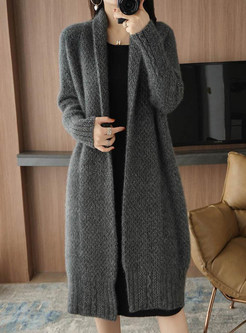 New Look Solid Color Soft Open Front Knitted For Women