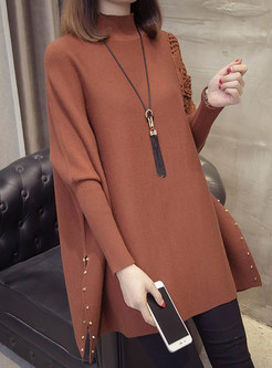 Relaxed Cape Sleeve Loose Pullovers Sweaters For Women