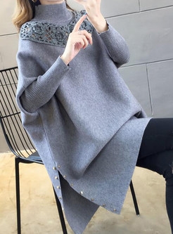 Relaxed Cape Sleeve Loose Pullovers Sweaters For Women
