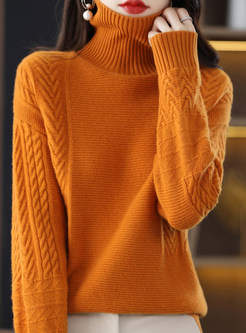 High Neck Soft Solid Knit Jumper For Women