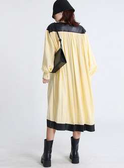 Minimalist Bow-Embellished Boxy Contrasting Midi Dresses