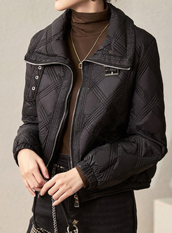 Large Lapels Fluffy Cropped Down Jackets For Women