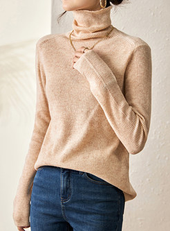 Women's High Neck Wool Soft Knitted Jumper