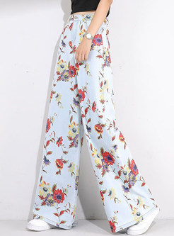 Chicwish Relaxed Floral Print Wide Leg Pants Womens