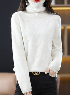 High Neck Solid Color Elegant Sweaters For Women