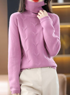High Neck Solid Color Elegant Sweaters For Women