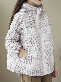 Hooded Houndstooth Thermal Womens Winter Coats