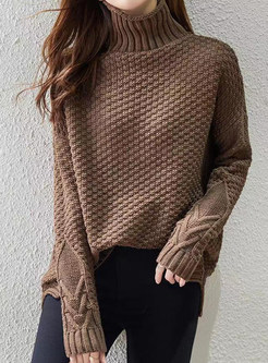 High Neck Thickened Chunky Knit Sweaters For Women