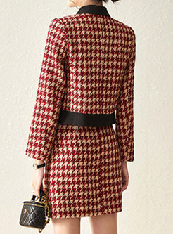 Fashion Tweed Bowknot Skirt Suits For Women