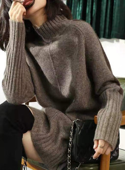 New Look Mock Neck Solid Color Sweaters For Women