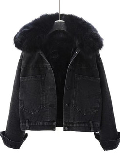 Chicwish Thickened Fur Collar Womens Jean Jackets