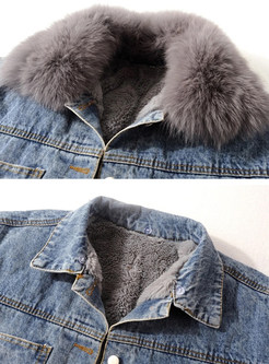 Chicwish Thickened Fur Collar Womens Jean Jackets