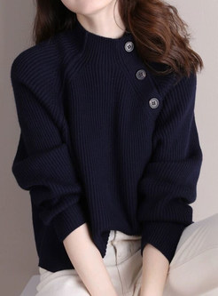 New Look Mock Neck Solid Sweaters For Women