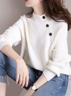 New Look Mock Neck Solid Sweaters For Women