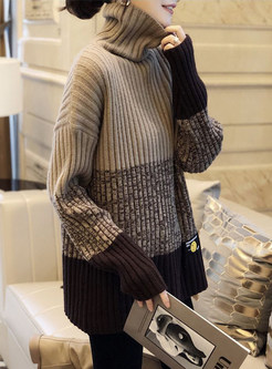 Classic High Neck Contrasting Knitwear For Women