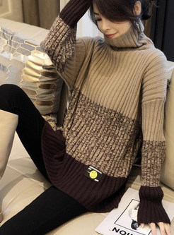 Classic High Neck Contrasting Knitwear For Women