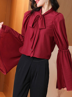 Maiden Front Tie Flare Sleeve Women Blouses For Women