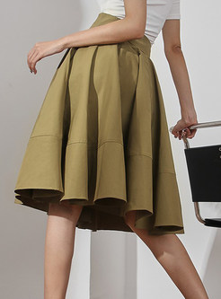 Minimalist Big Hem Solid A-Line Skirts Womens