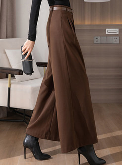 Minimalist Solid Thickened Wide Leg Pants For Women