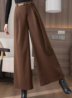 Minimalist Solid Thickened Wide Leg Pants For Women
