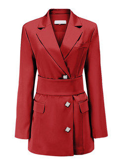 Large Lapels Single-Breasted Waisted Blazers For Women