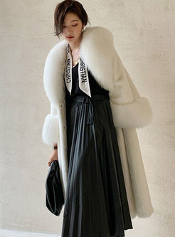 Elegant Fur Collar Solid Color Womens Winter Coats