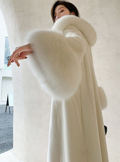 Elegant Fur Collar Solid Color Womens Winter Coats