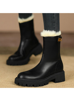 Pretty Thickened Genuine Leather Womens Boots