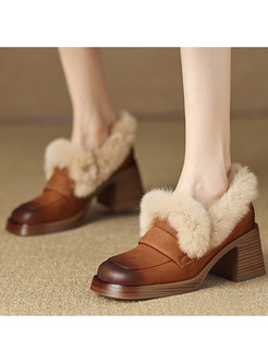 Vintage Block Heel Thickened Shoes For Women