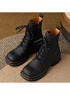 Vintage Lace-Up Fastening Ankle Boots For Women
