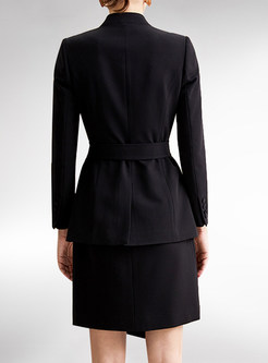 Fashion Large Lapels Irregular Solid Office Skirt Suits