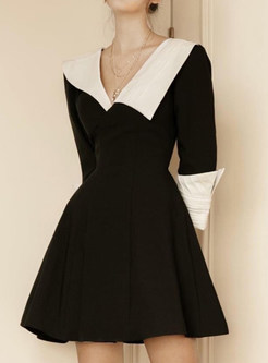 Chicwish V-Neck Contrasting Big Hem Little Black Dresses