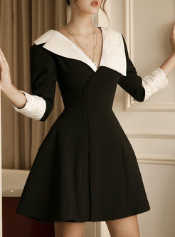 Chicwish V-Neck Contrasting Big Hem Little Black Dresses