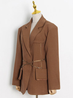 Women's Exclusive Gathered Waist Solid Color Blazers
