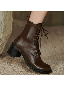 Exclusive Chunky Heel Womens Ankle Lace-up Boots