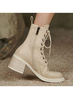Exclusive Chunky Heel Womens Ankle Lace-up Boots